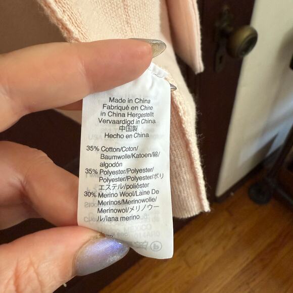 J. CREW | Sophie Pastel Pink Cotton Merino Blend Sweater Blazer | Medium - Picture 6 of 7